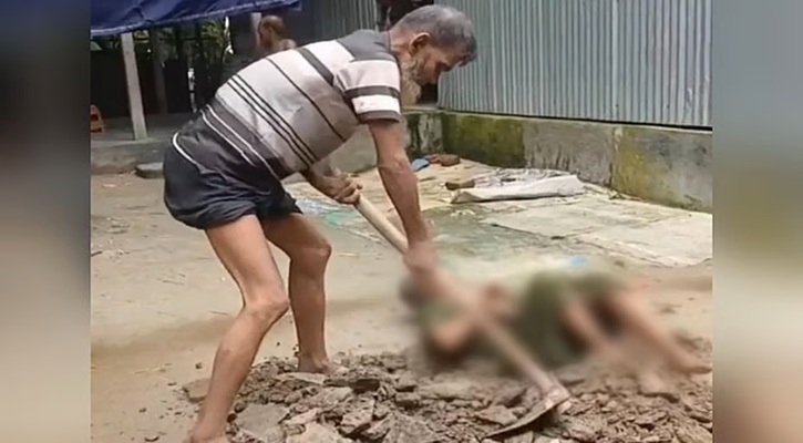পক্ষাঘাতগ্রস্ত স্ত্রীকে মাটিতে পুঁতে ফেলার চেষ্টা